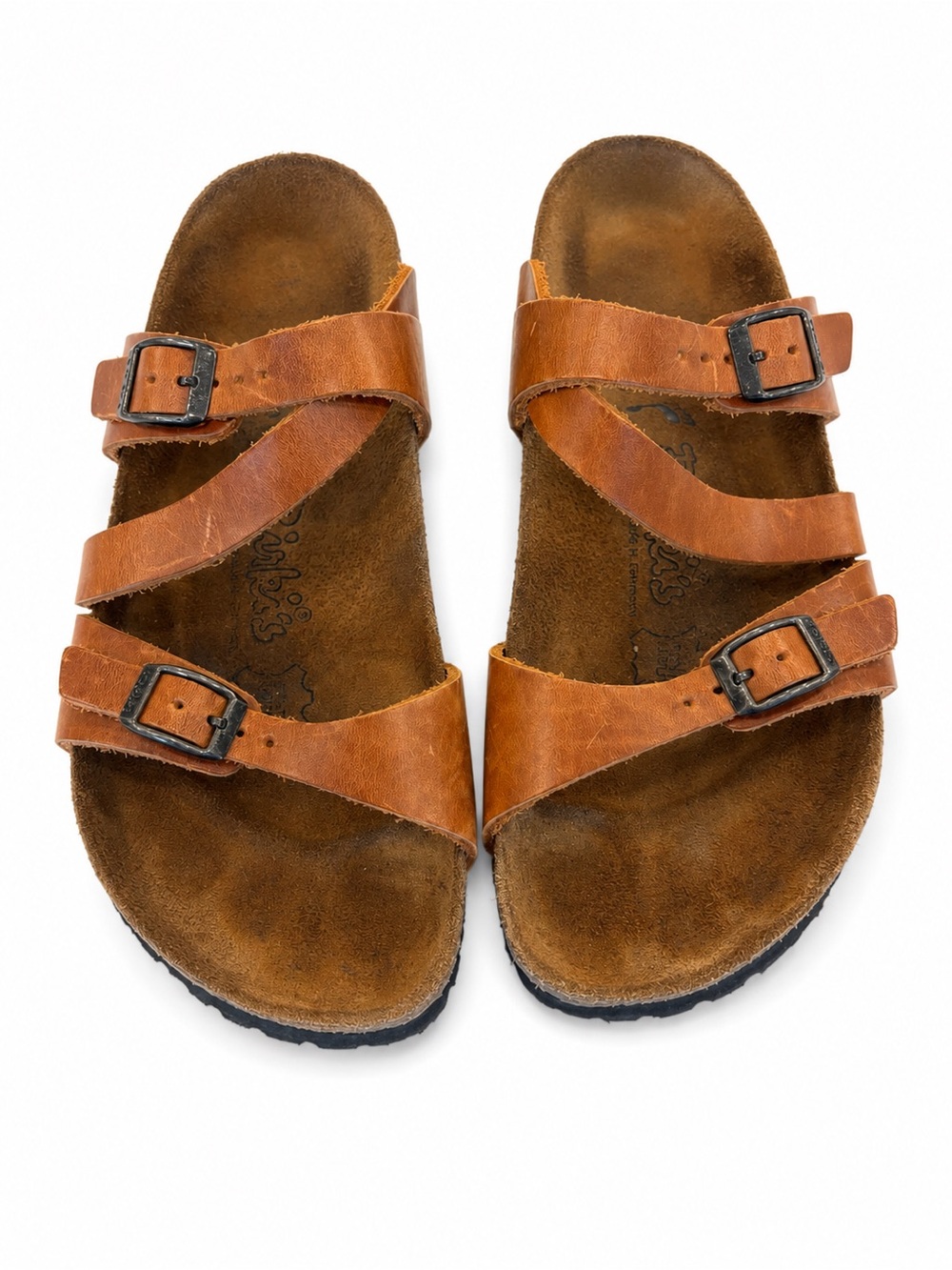 Birki’s by Birkenstock leather strappy sandals in rich cognac brown 🤎